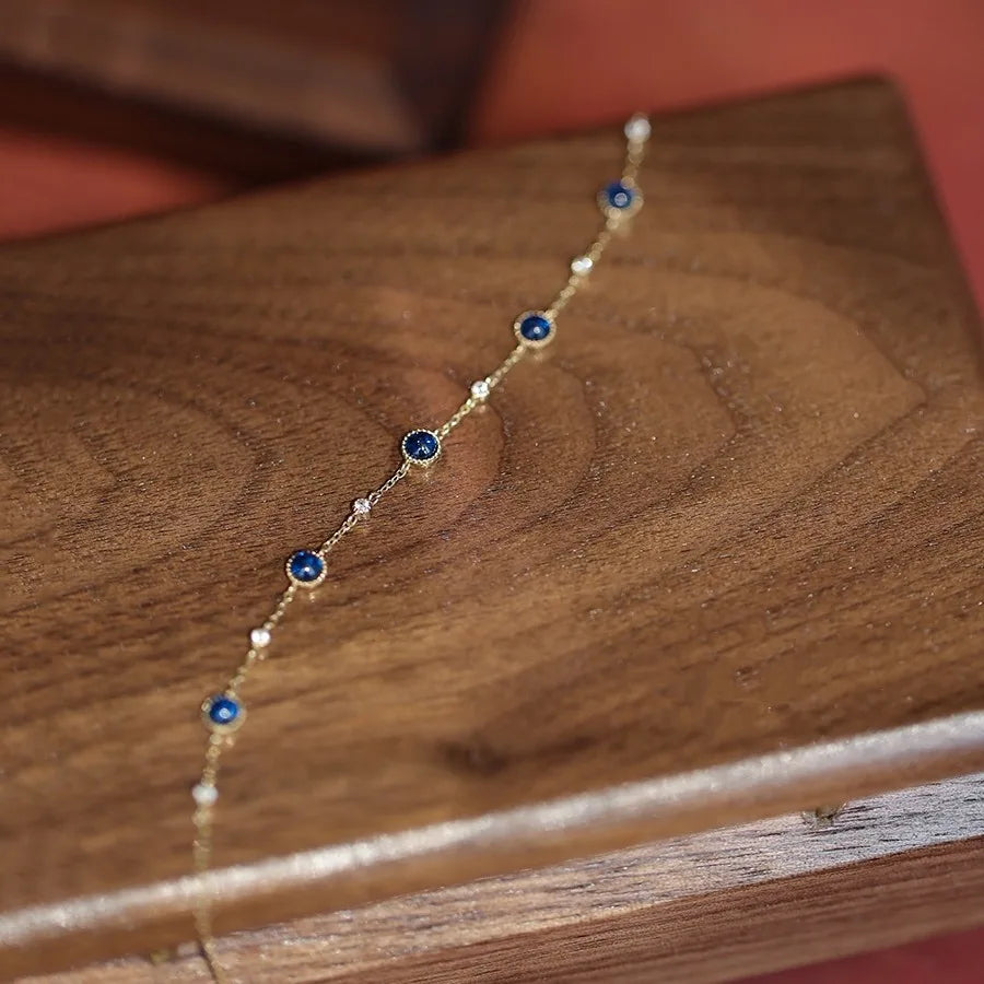 925 Sterling Silver Blue Stone Light Luxury Bracelet