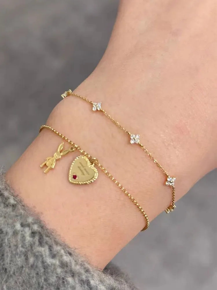 925 Silver Clover Zircon Bracelet