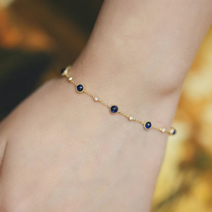 925 Sterling Silver Blue Stone Light Luxury Bracelet